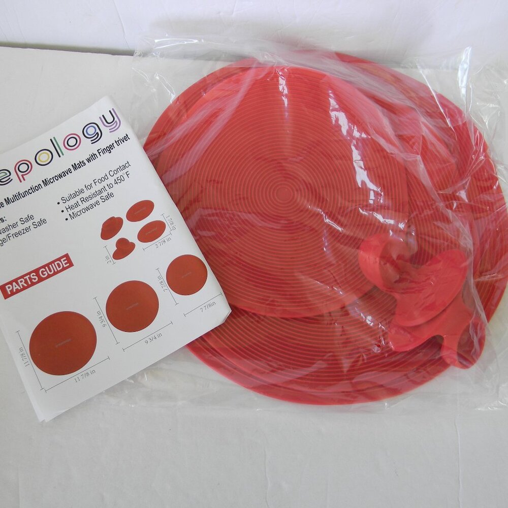 NEW Prepology 3-Pc Silicone Multi-Use Trivets with Mini Grippers RED TOMATO